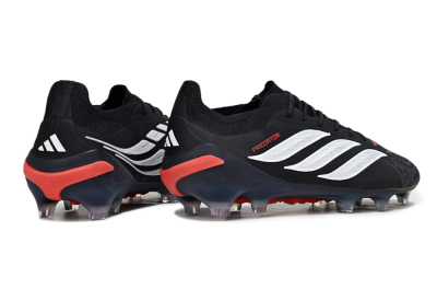 Men's Adidas Predator 26 Elite FG Firm Ground Low-Tops Football Boots - Black/Red/White
