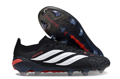Men's Adidas Predator 26 Elite FG Firm Ground Low-Tops Football Boots - Black/Red/White