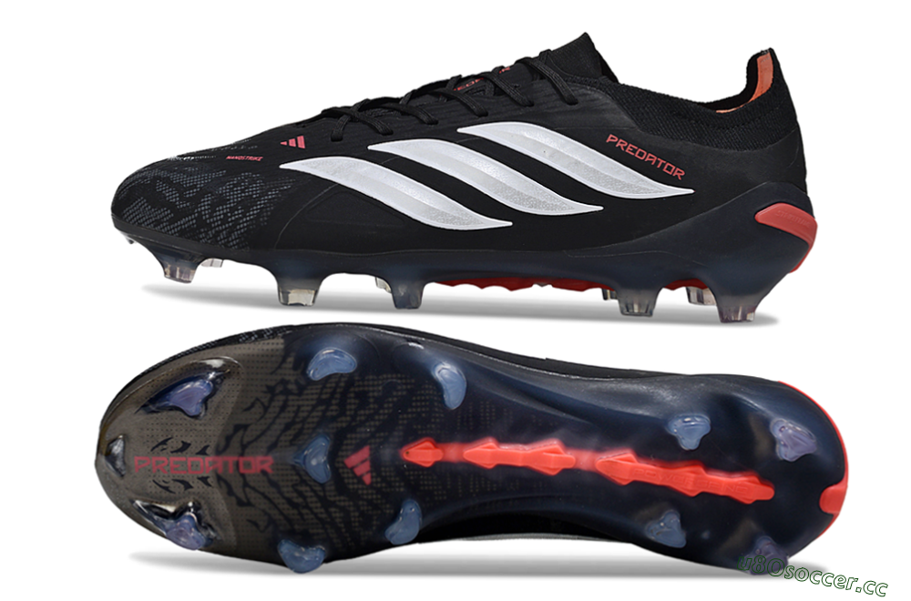 Men's Adidas Predator 26 Elite FG Firm Ground Low-Tops Football Boots - Black/Red/White 1