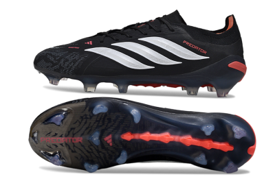 Men's Adidas Predator 26 Elite FG Firm Ground Low-Tops Football Boots - Black/Red/White