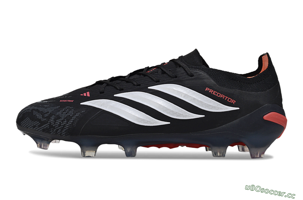 Men's Adidas Predator 26 Elite FG Firm Ground Low-Tops Football Boots - Black/Red/White 0
