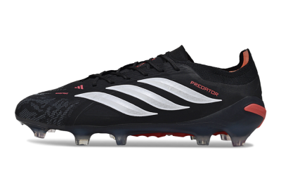 Men's Adidas Predator 26 Elite FG Firm Ground Low-Tops Football Boots - Black/Red/White