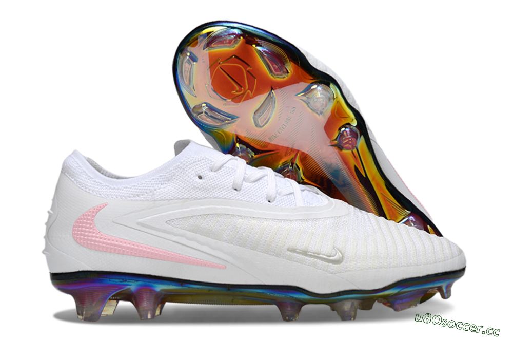 Unisex Nike Phantom 6 Low Elite FG Firm Ground Low-Tops Football Boots - White/Iridescent/Light Pink 2