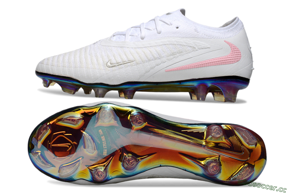 Unisex Nike Phantom 6 Low Elite FG Firm Ground Low-Tops Football Boots - White/Iridescent/Light Pink 1