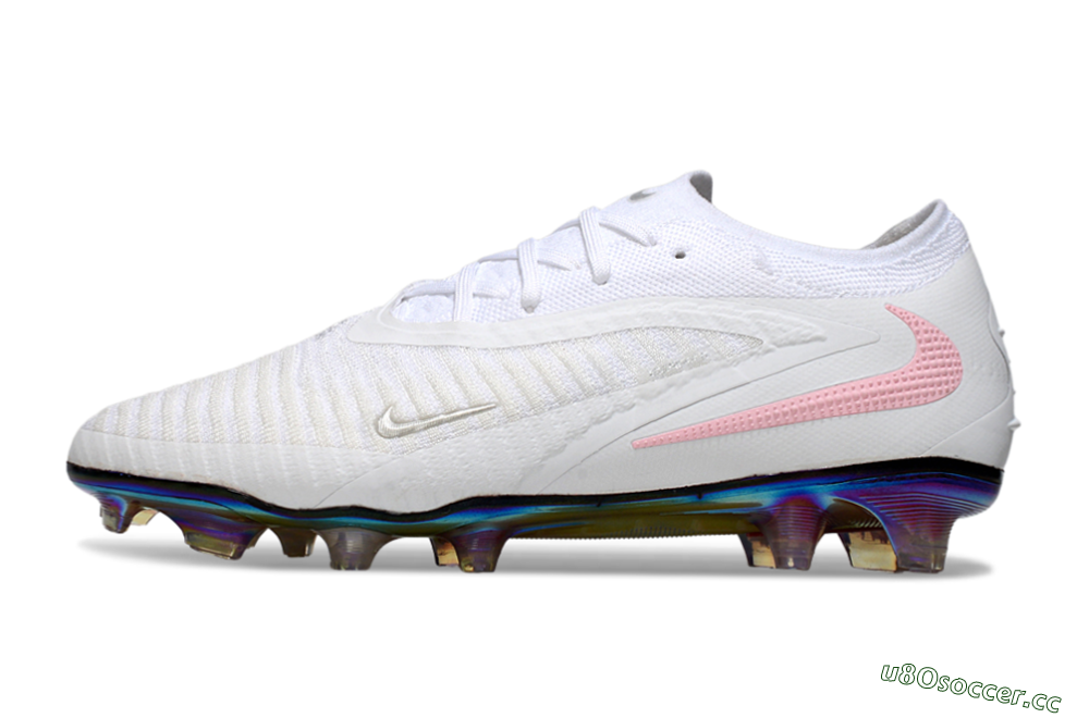 Unisex Nike Phantom 6 Low Elite FG Firm Ground Low-Tops Football Boots - White/Iridescent/Light Pink 0