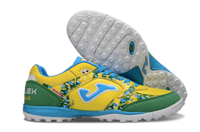 Men's Joma Top Flex TF Artificial Turf Low-Tops Football Shoes - Yellow/Aquatic Blue/Grass Green