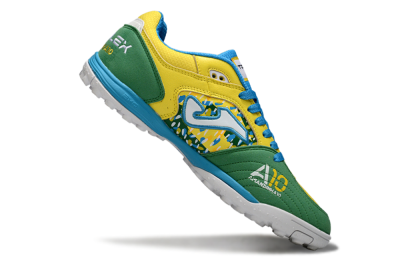 Men's Joma Top Flex TF Artificial Turf Low-Tops Football Shoes - Yellow/Aquatic Blue/Grass Green