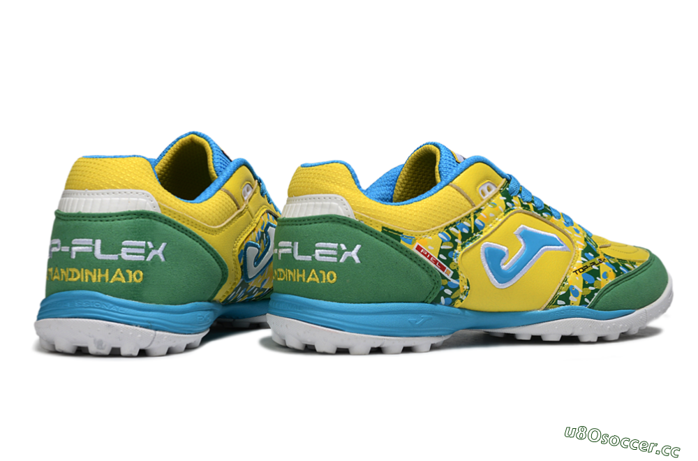Men's Joma Top Flex TF Artificial Turf Low-Tops Football Shoes - Yellow/Aquatic Blue/Grass Green 6