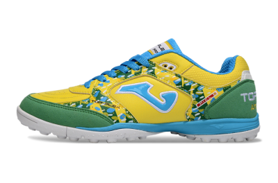 Men's Joma Top Flex TF Artificial Turf Low-Tops Football Shoes - Yellow/Aquatic Blue/Grass Green