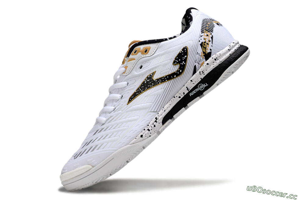 Men's Joma Top Flex IC Indoor & Futsal Low-Tops Football Shoes - White/Black/Gold 5