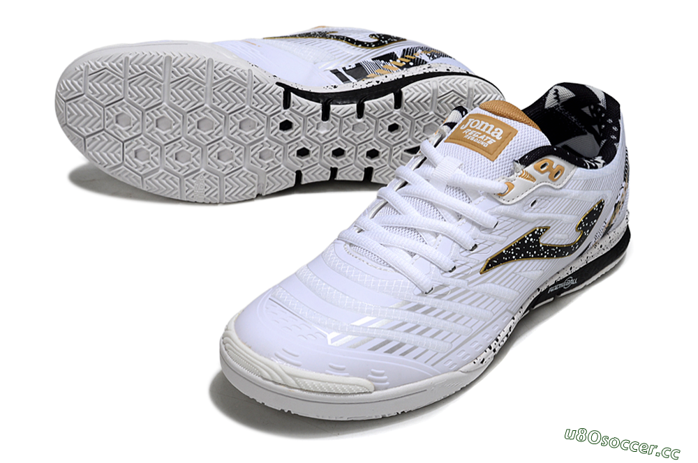 Men's Joma Top Flex IC Indoor & Futsal Low-Tops Football Shoes - White/Black/Gold 3