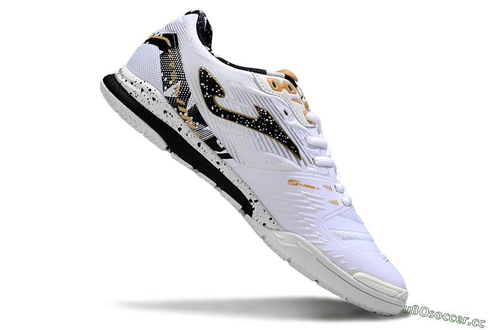 Men's Joma Top Flex IC Indoor & Futsal Low-Tops Football Shoes - White/Black/Gold 4