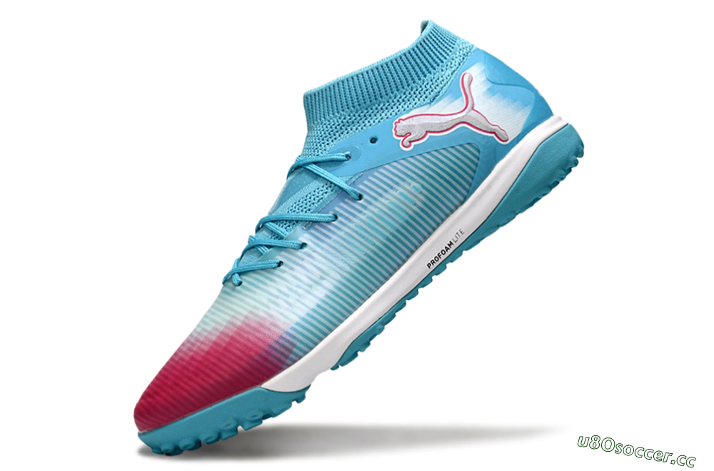 Men's Puma Future 8 Ultimate TF Artificial Turf Low-Tops Football Boots - Aqua/Sunset Pink/Turquoise Blue 5