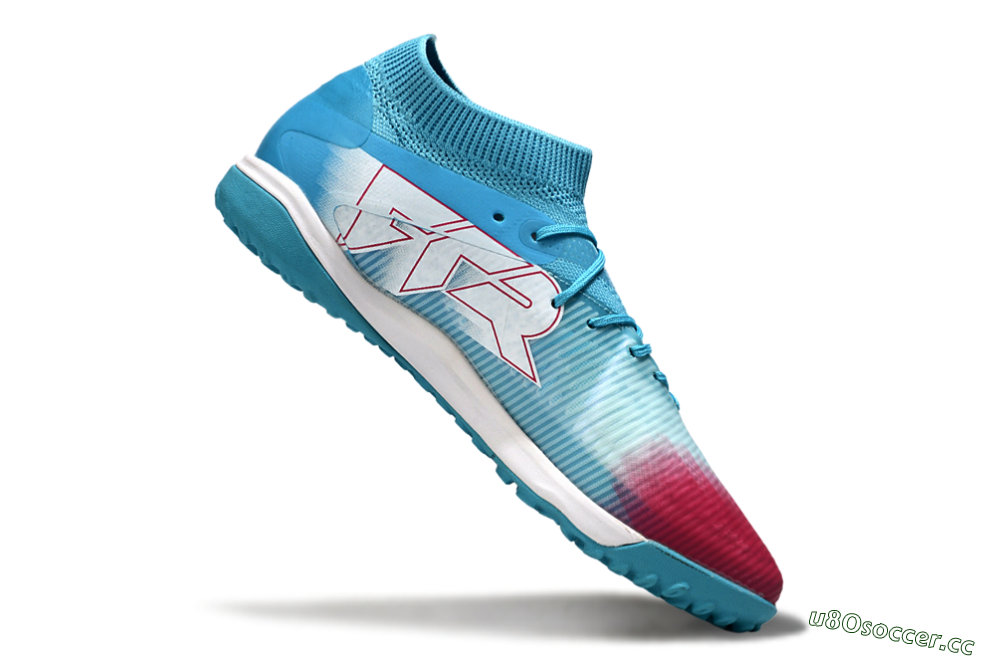 Men's Puma Future 8 Ultimate TF Artificial Turf Low-Tops Football Boots - Aqua/Sunset Pink/Turquoise Blue 4