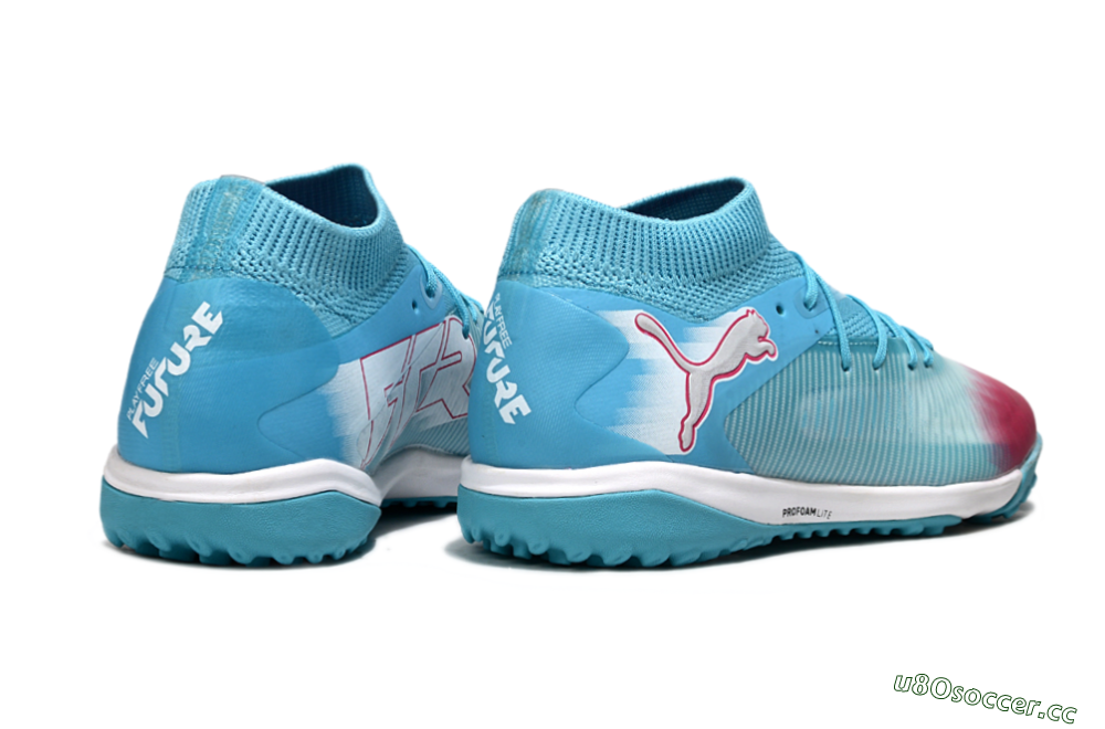 Men's Puma Future 8 Ultimate TF Artificial Turf Low-Tops Football Boots - Aqua/Sunset Pink/Turquoise Blue 6