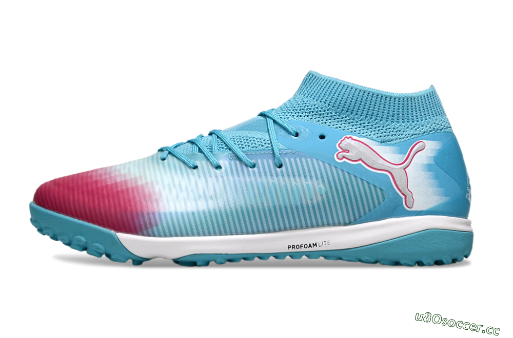 Men's Puma Future 8 Ultimate TF Artificial Turf Low-Tops Football Boots - Aqua/Sunset Pink/Turquoise Blue 0