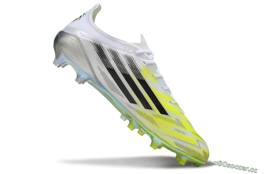 Men's Adidas F50 Elite FG Firm Ground Low-Tops Football Boots - White/Lime Glow/Neon Green 4