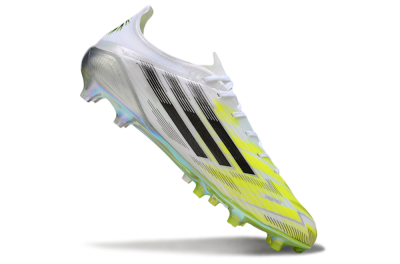 Men's Adidas F50 Elite FG Firm Ground Low-Tops Football Boots - White/Lime Glow/Neon Green