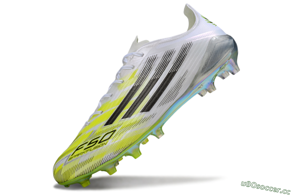 Men's Adidas F50 Elite FG Firm Ground Low-Tops Football Boots - White/Lime Glow/Neon Green 5
