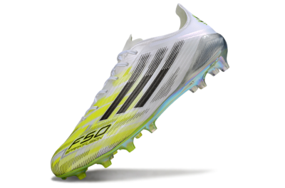 Men's Adidas F50 Elite FG Firm Ground Low-Tops Football Boots - White/Lime Glow/Neon Green