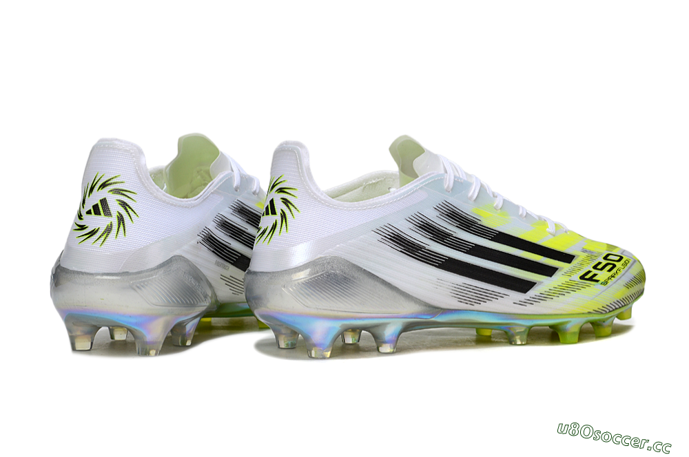 Men's Adidas F50 Elite FG Firm Ground Low-Tops Football Boots - White/Lime Glow/Neon Green 6