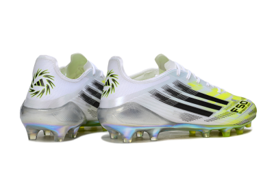 Men's Adidas F50 Elite FG Firm Ground Low-Tops Football Boots - White/Lime Glow/Neon Green