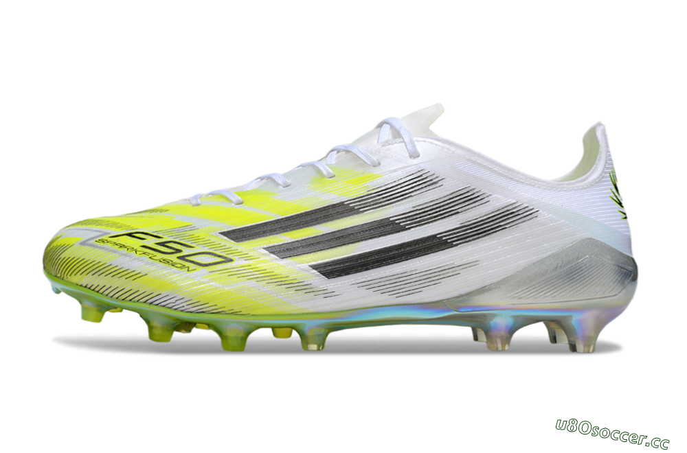 Men's Adidas F50 Elite FG Firm Ground Low-Tops Football Boots - White/Lime Glow/Neon Green 0