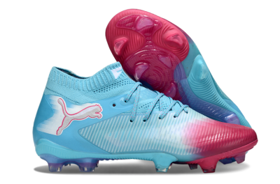 Men's Puma Future 8 Ultimate FG Firm Ground Low-Tops Football Boots - Cyan/Electric Blue/Crimson Red