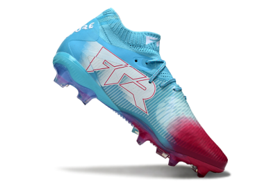 Men's Puma Future 8 Ultimate FG Firm Ground Low-Tops Football Boots - Cyan/Electric Blue/Crimson Red
