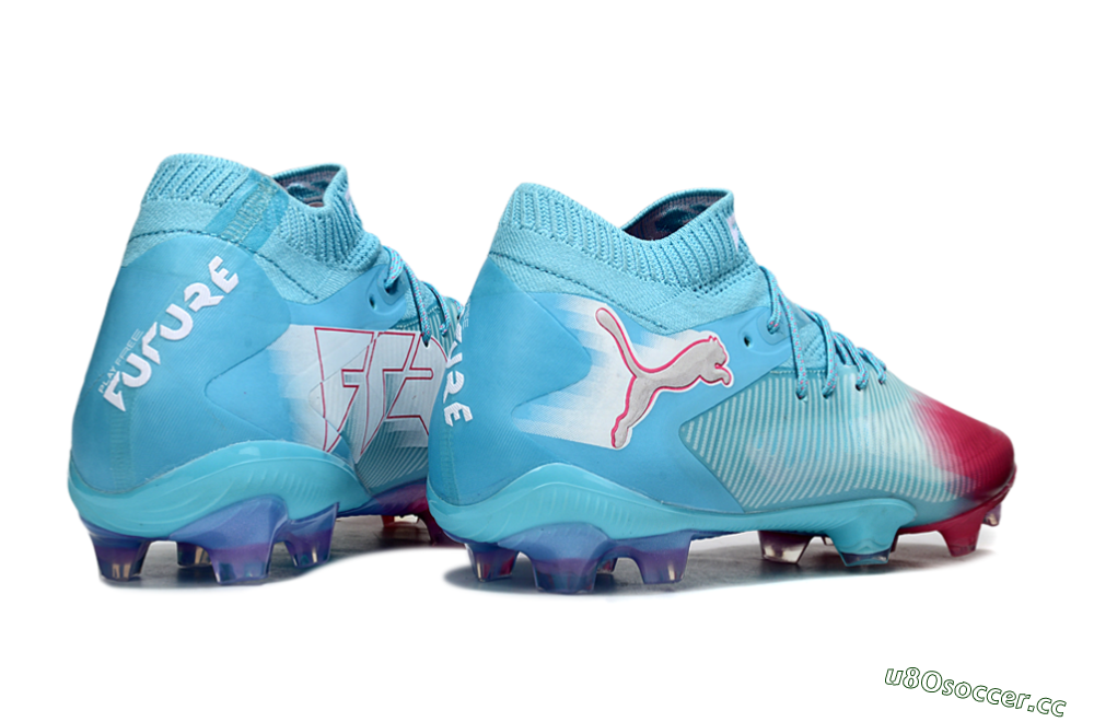 Men's Puma Future 8 Ultimate FG Firm Ground Low-Tops Football Boots - Cyan/Electric Blue/Crimson Red 6