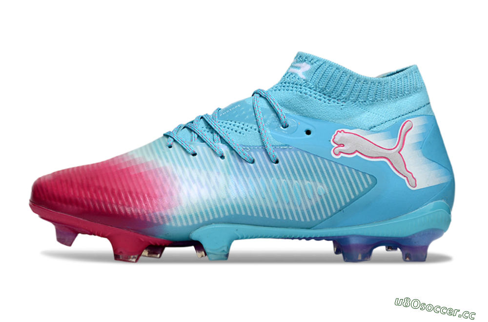 Men's Puma Future 8 Ultimate FG Firm Ground Low-Tops Football Boots - Cyan/Electric Blue/Crimson Red 0