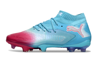 Men's Puma Future 8 Ultimate FG Firm Ground Low-Tops Football Boots - Cyan/Electric Blue/Crimson Red