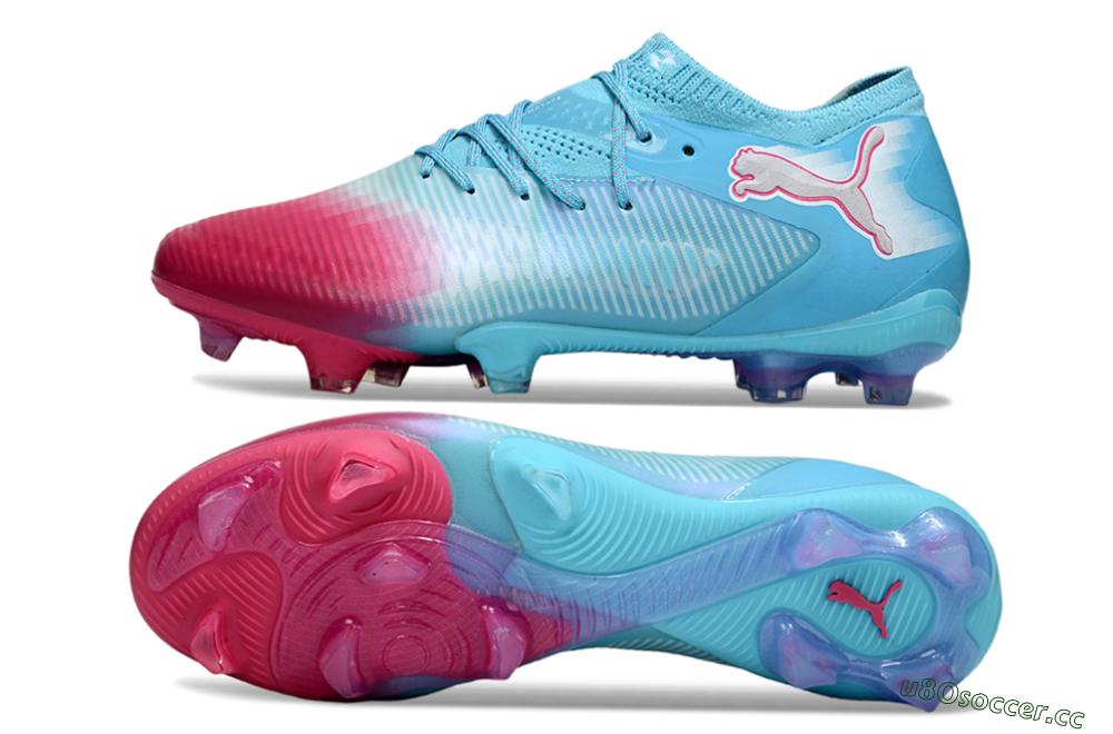 Men's Puma Future 8 Ultimate FG Firm Ground Low-Tops Football Boots - Blue/Turquoise Splash/Crimson Burst 1