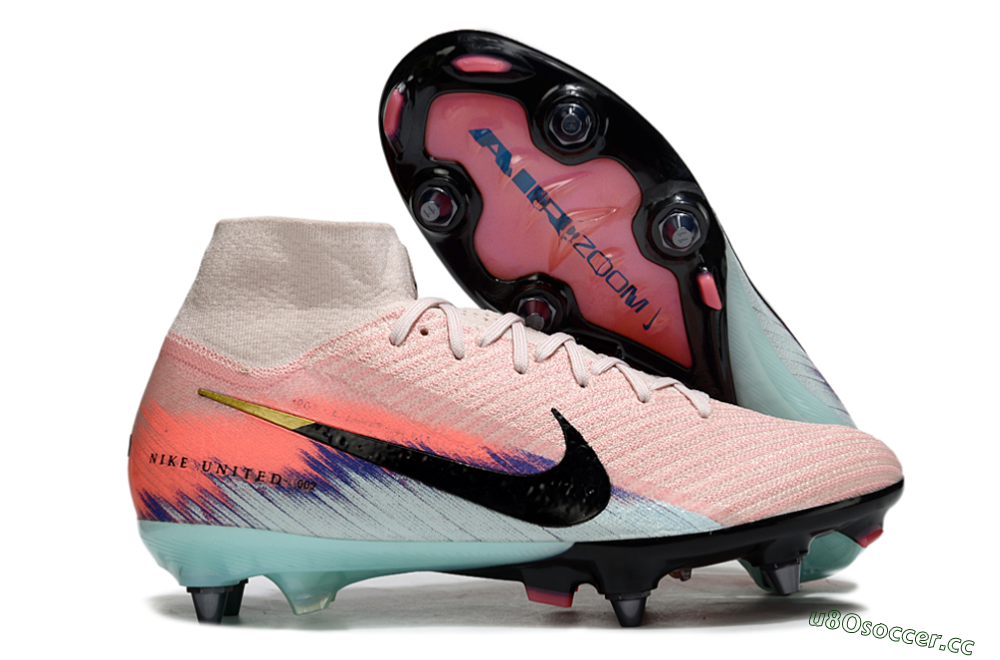 Men's Nike Air Zoom Mercurial Superfly 10 Elite SG Soft Ground High-Tops Football Boots - Pink/Sunset Pink/Aqua Blue 2