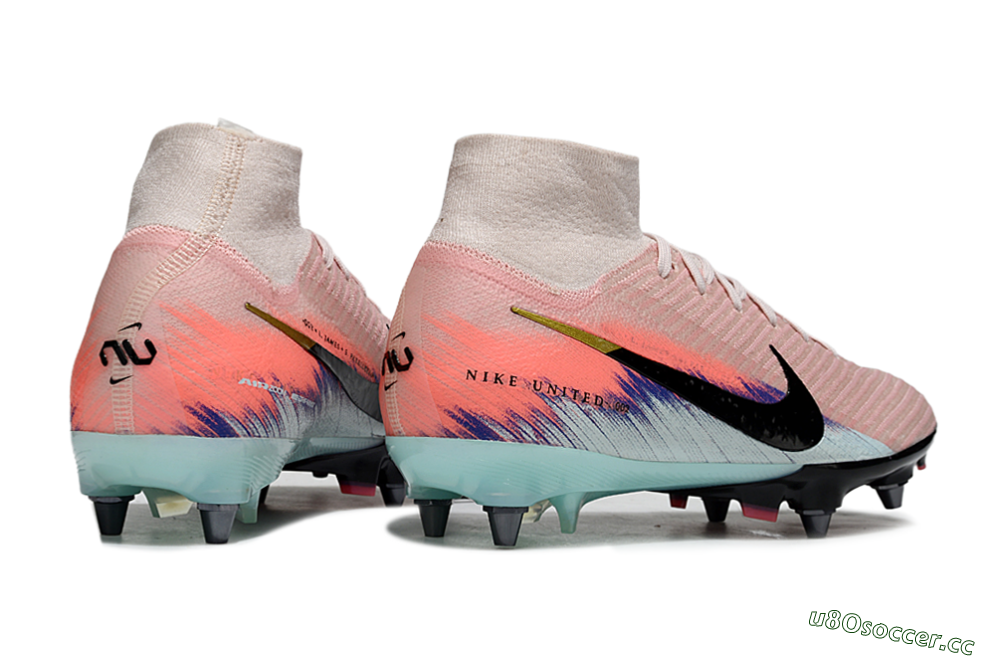 Men's Nike Air Zoom Mercurial Superfly 10 Elite SG Soft Ground High-Tops Football Boots - Pink/Sunset Pink/Aqua Blue 6