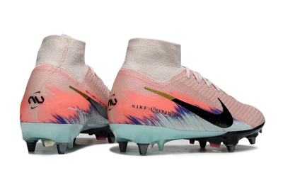 Men's Nike Air Zoom Mercurial Superfly 10 Elite SG Soft Ground High-Tops Football Boots - Pink/Sunset Pink/Aqua Blue