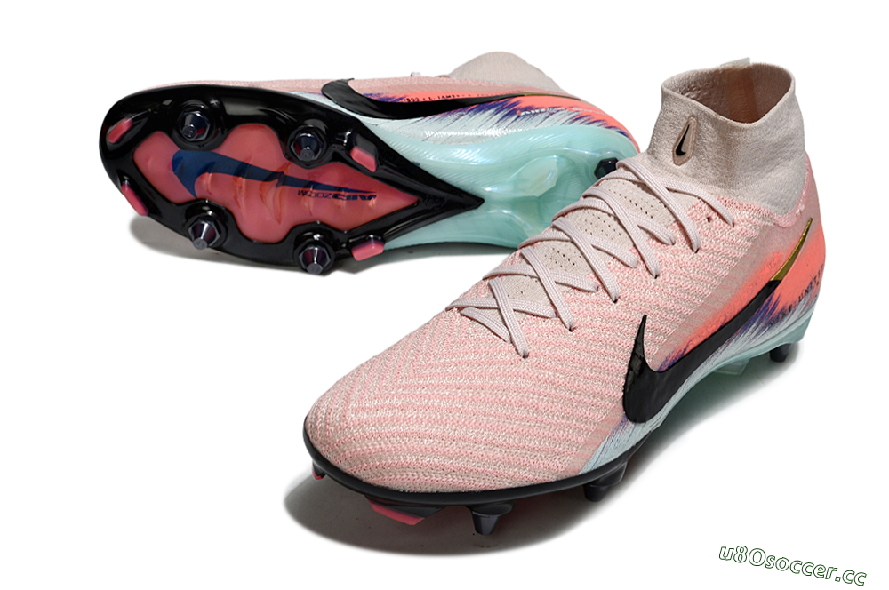Men's Nike Air Zoom Mercurial Superfly 10 Elite SG Soft Ground High-Tops Football Boots - Pink/Sunset Pink/Aqua Blue 3