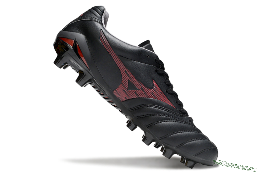 Men's Mizuno Morelia Neo 4 FG Firm Ground Low-Tops Football Boots - Black/Crimson Red/Charcoal Gray 4