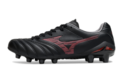 Men's Mizuno Morelia Neo 4 FG Firm Ground Low-Tops Football Boots - Black/Crimson Red/Charcoal Gray