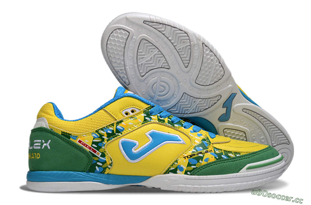 Men's Joma Top Flex IC Indoor & Futsal Low-Tops Football Shoes - Yellow/Green Grass/Blue Sky 2