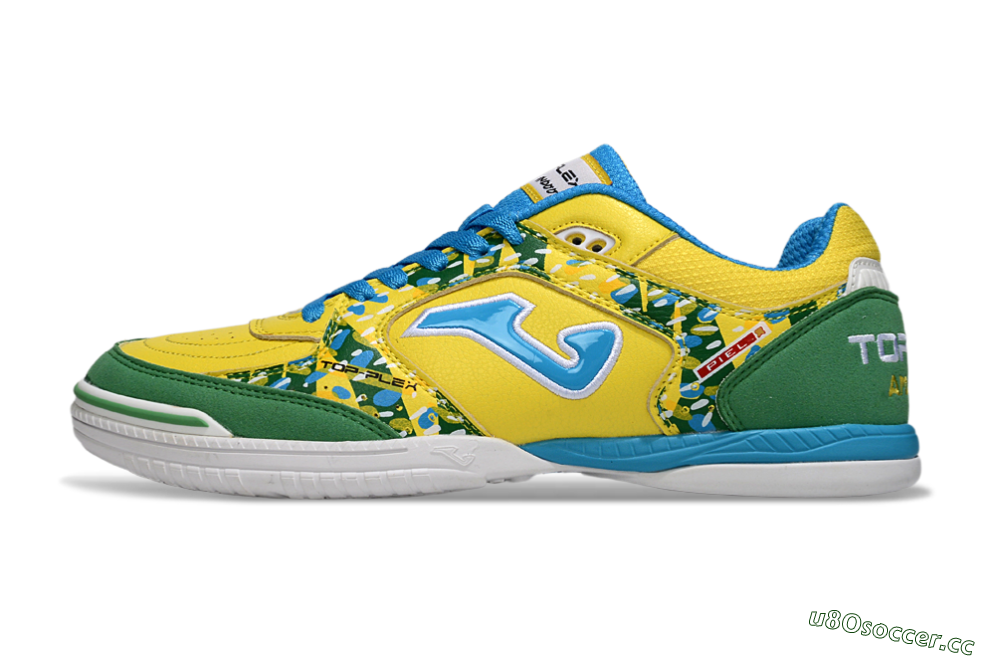 Men's Joma Top Flex IC Indoor & Futsal Low-Tops Football Shoes - Yellow/Green Grass/Blue Sky 0