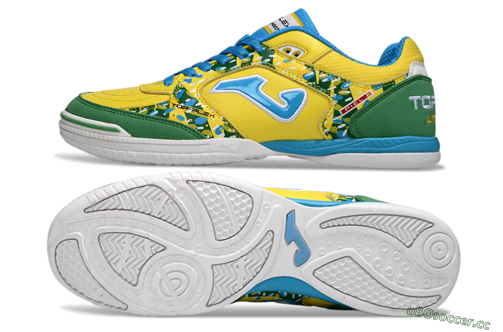 Men's Joma Top Flex IC Indoor & Futsal Low-Tops Football Shoes - Yellow/Green Grass/Blue Sky 1