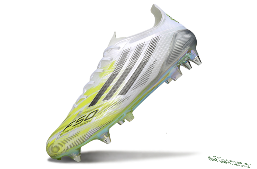Men's Adidas F50 Elite SG Soft Ground Low-Tops Football Boots - White/Electric Yellow/Metallic Silver 5