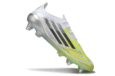 Men's Adidas F50 Elite SG Soft Ground Low-Tops Football Boots - White/Electric Yellow/Metallic Silver
