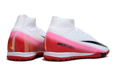 Unisex Nike Air Zoom Mercurial Superfly 10 Elite TF Artificial Turf High-Tops Football Shoes - White/Crimson Red/Soft Pink