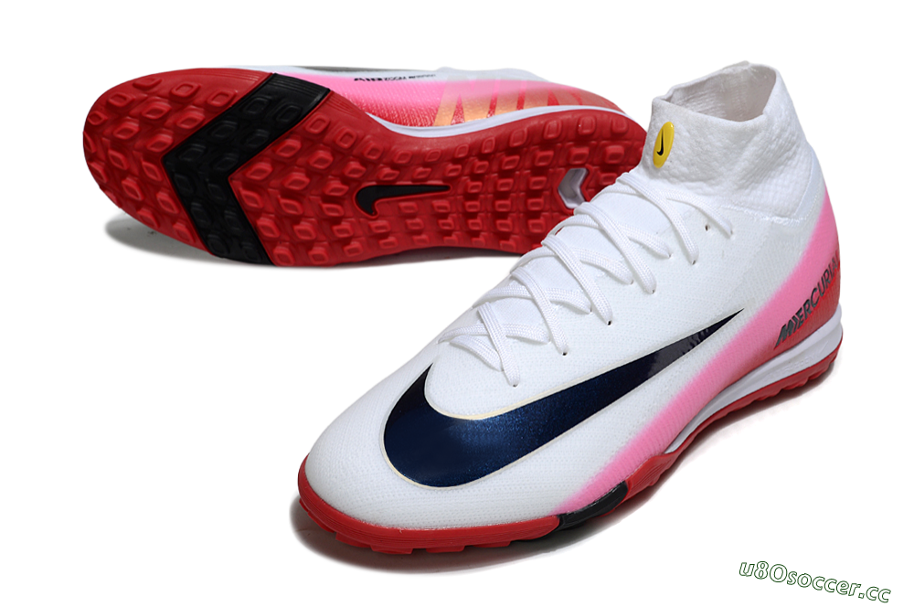 Unisex Nike Air Zoom Mercurial Superfly 10 Elite TF Artificial Turf High-Tops Football Shoes - White/Crimson Red/Soft Pink 3