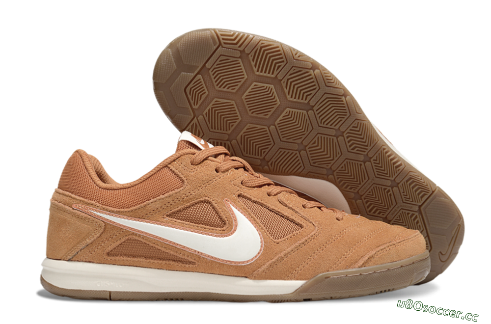 Men's Supreme x Nike SB Gato IC Indoor & Futsal Low-Tops Football Shoes - Tan/Earthy Brown/Soft White 2