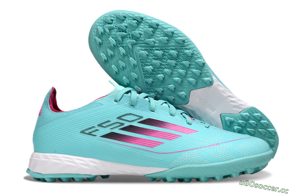 Men's Adidas F50 Pro TF Artificial Turf Low-Tops Football Shoes - Aqua/Soft Pink/Light Teal 2