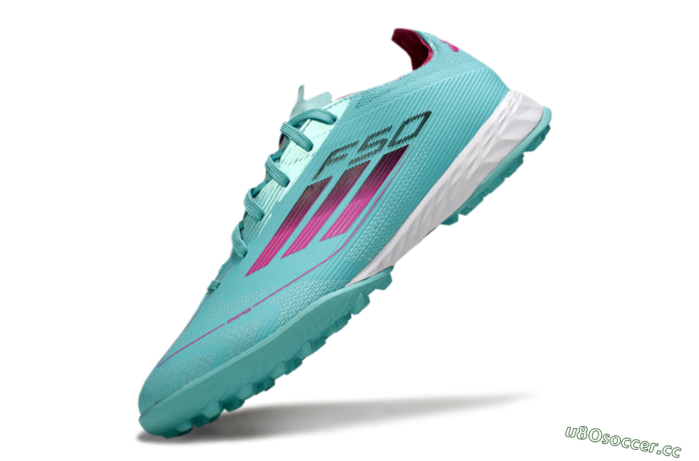 Men's Adidas F50 Pro TF Artificial Turf Low-Tops Football Shoes - Aqua/Soft Pink/Light Teal 5