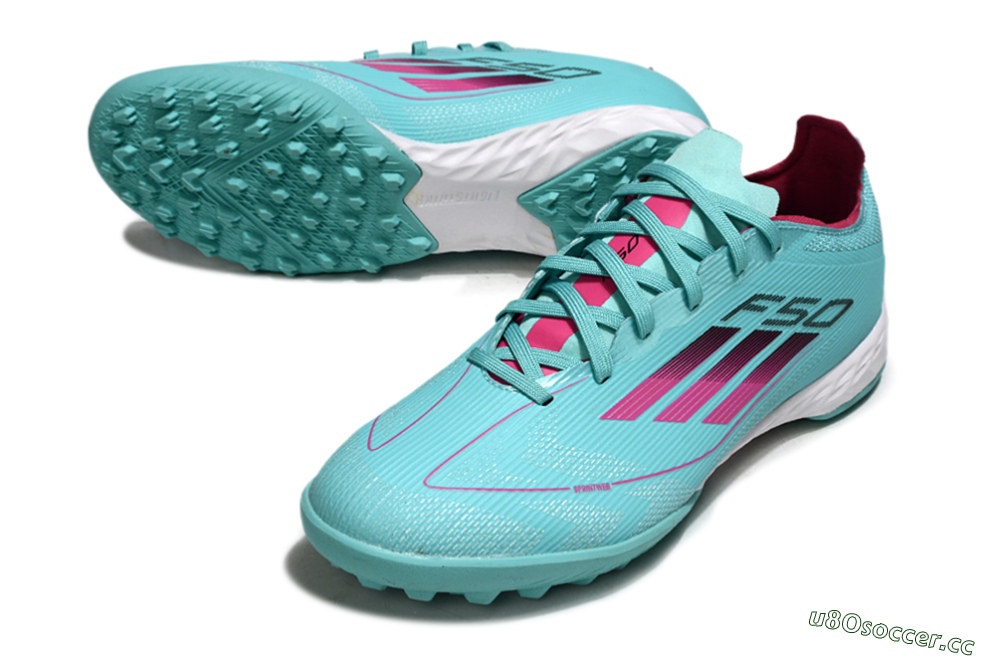 Men's Adidas F50 Pro TF Artificial Turf Low-Tops Football Shoes - Aqua/Soft Pink/Light Teal 3